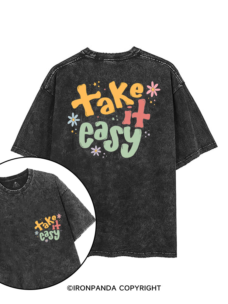 TAKE IT EASY printed Gym Shirt
