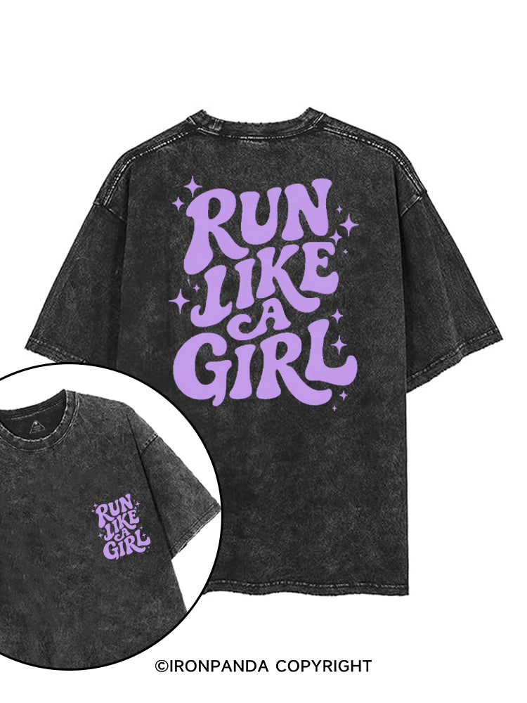 RUN LIKE A GIRL printed Gym Shirt