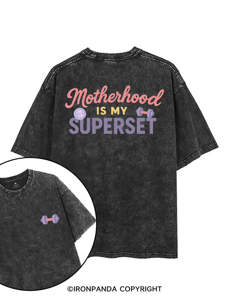 MOTHERHOOD IS MY SUPERSET printed Gym Shirt