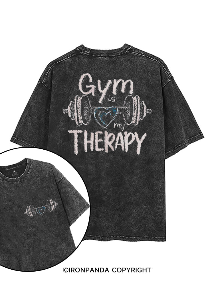 GYM IS MY THERAPY FITNESS printed Gym Shirt
