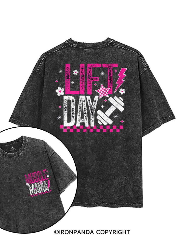 LIFT DAY MUSCLE MAMA printed Gym Shirt