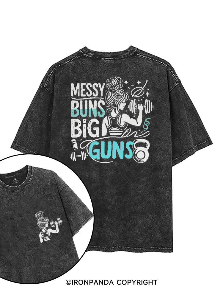 MESSY BUNS BIG GUNS GIRLIE printed Gym Shirt