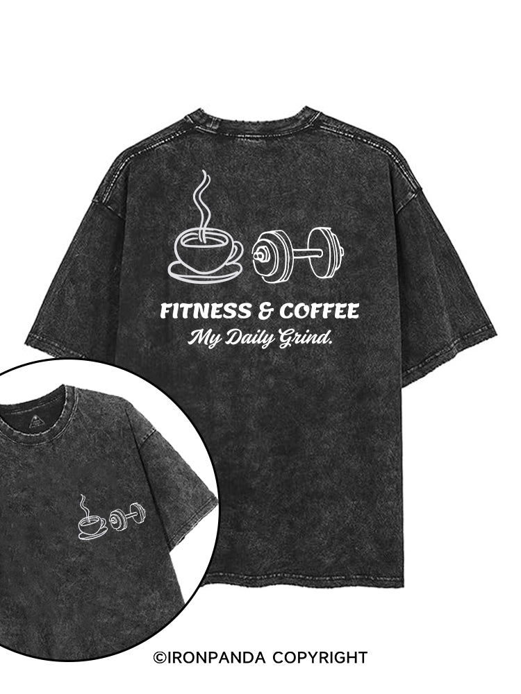 FITNESS & COFFEE MY DAILY GRIND printed Gym Shirt