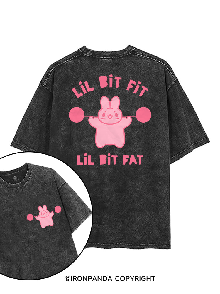 LIL BIT FIT LIL BIT FAT BUNNY printed Gym Shirt