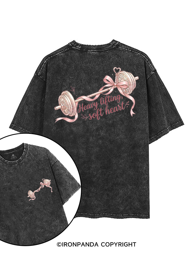 HEAVY LIFTING  SOFT HEART printed Gym Shirt