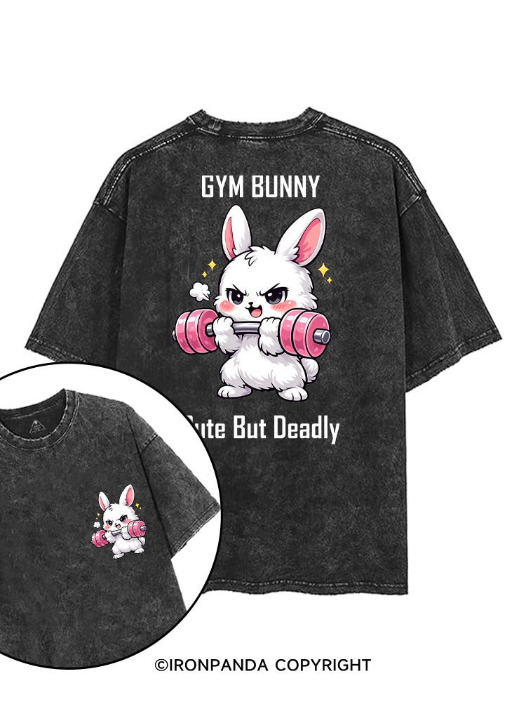 GYM BUNNY CUTE BUT DEADLY printed Gym Shirt