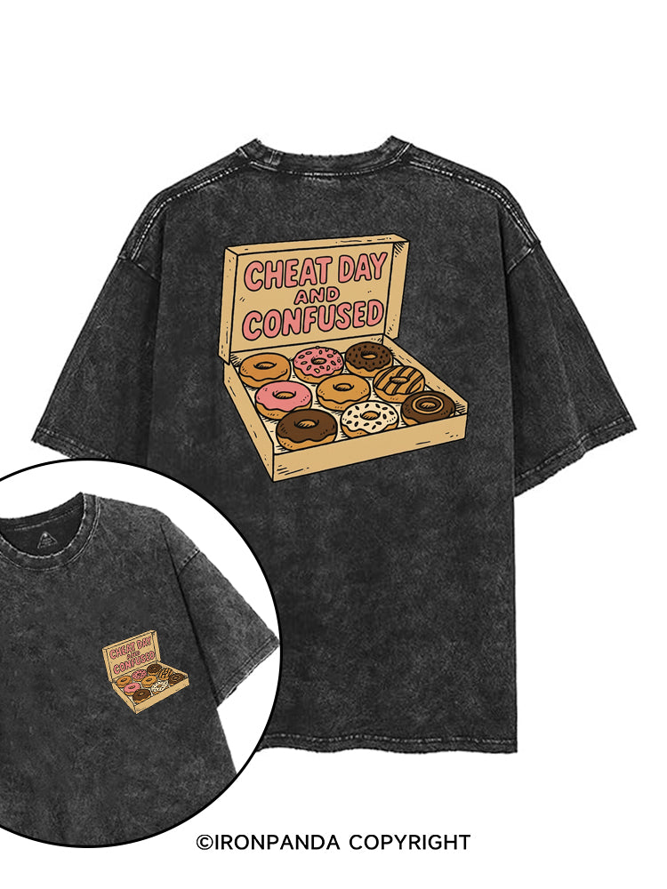 CHEAT DAY AND CONFUSED printed Gym Shirt