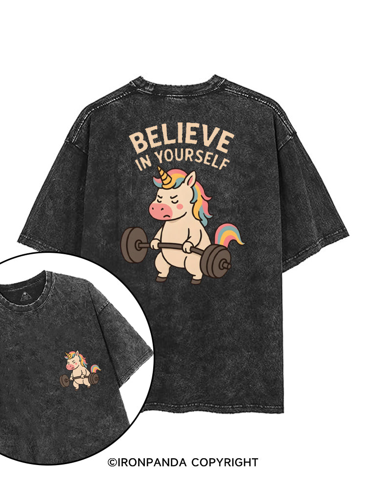 BELIEVE IN YOURSELF printed Gym Shirt