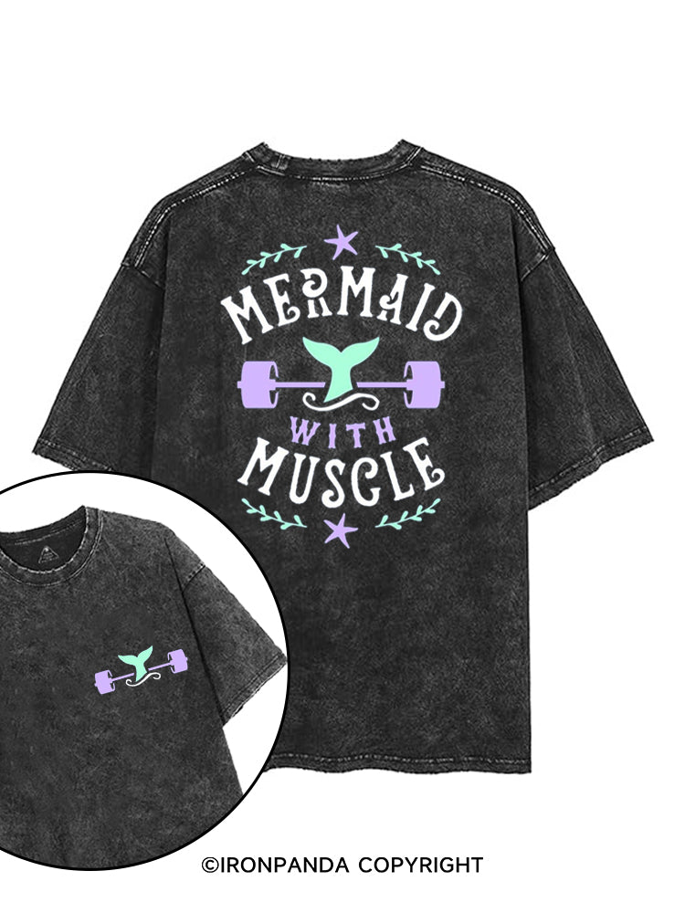 MERMAID WITH MUSCLE printed Gym Shirt