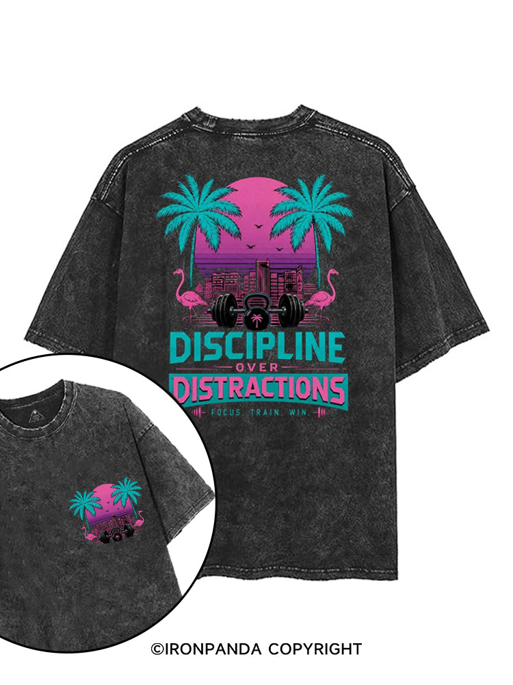 DISCIPLINE OVER DISTRACTIONS FOCUS TRAIN WIN printed Gym Shirt