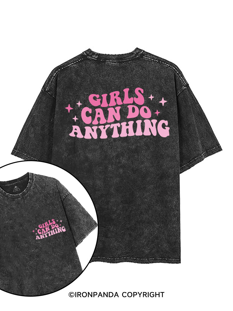 GIRLS CAN DO ANYTHING printed Gym Shirt