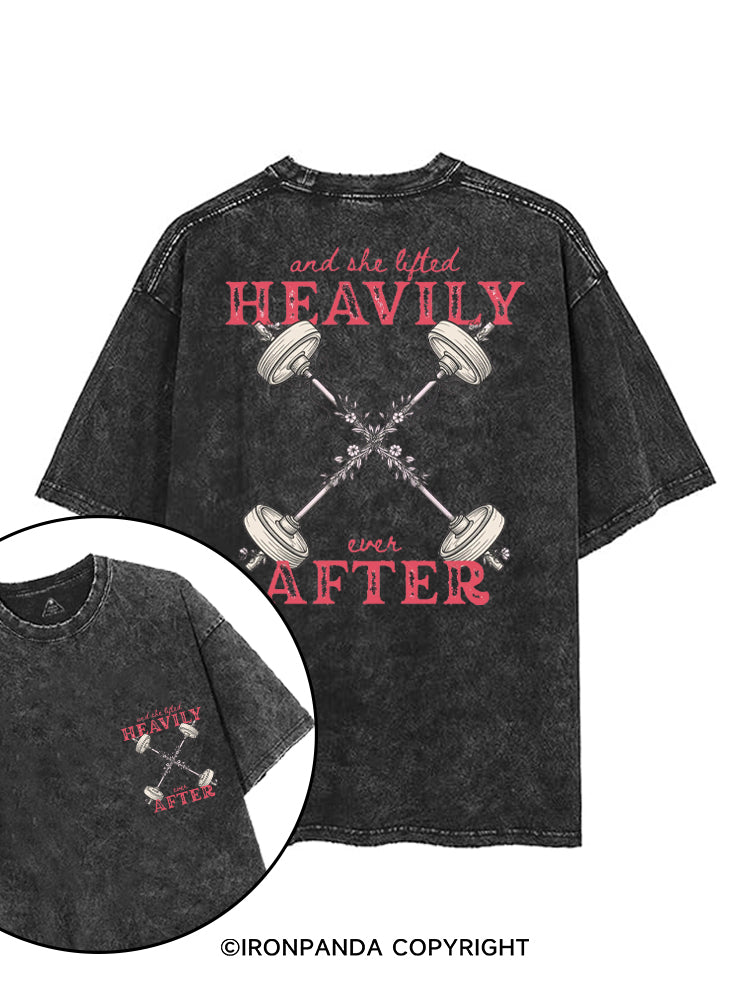 AND SHE LIFTED HEAVILY EVER AFTER printed Gym Shirt