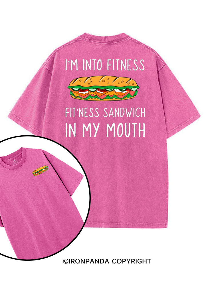I'M INTO FITNESS FITNESS SANDWICH IN MY MOUTH GYM printed Gym Shirt