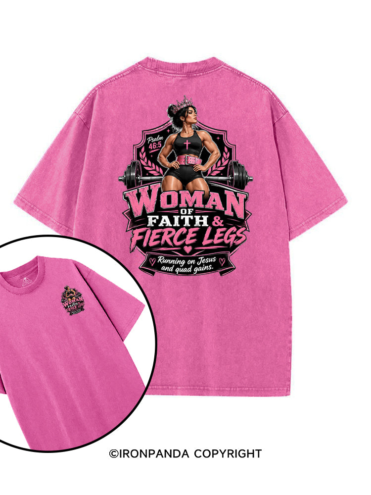 WOMAN OF FAITH & FIERCE LEGS printed Gym Shirt
