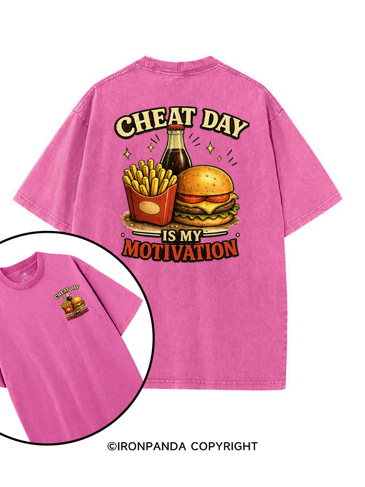 CHEAT DAY IS MY MOTIVATION printed Gym Shirt