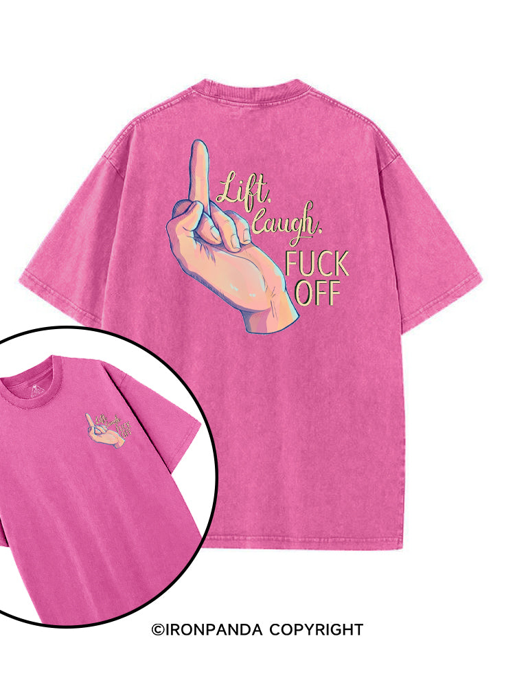 LIFT LAUGH FUCK OFF printed Gym Shirt