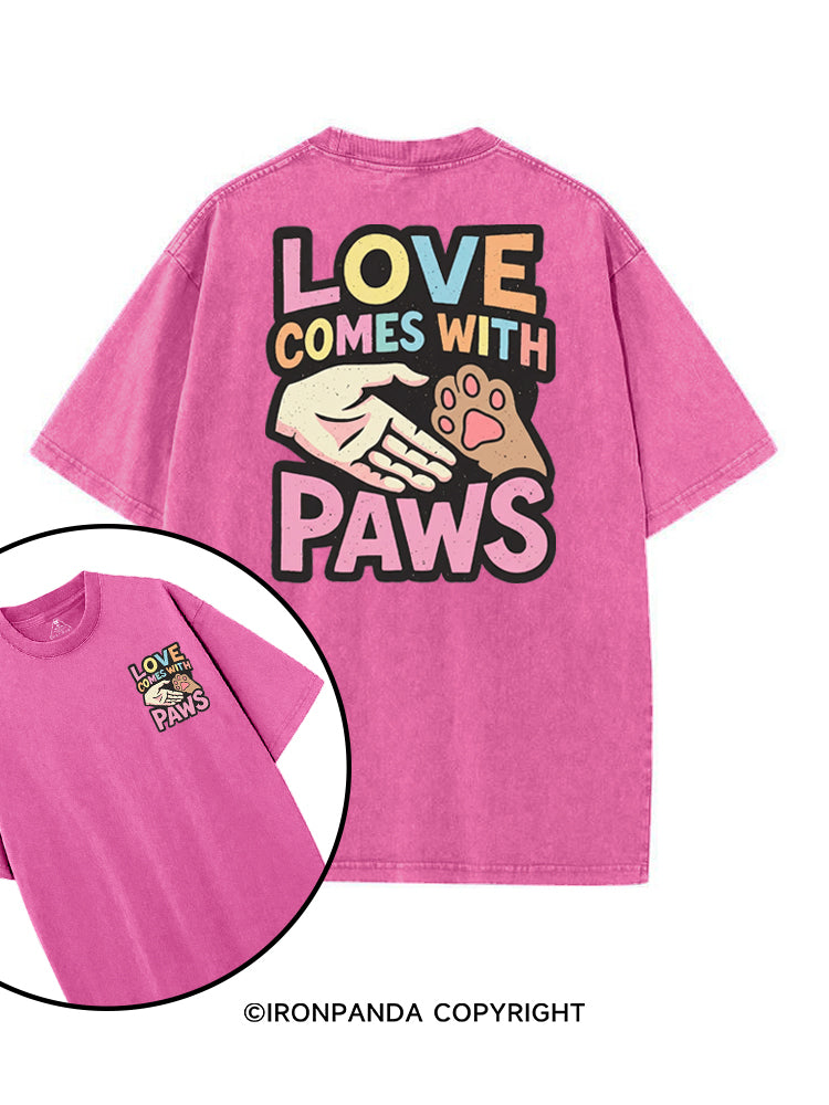 LOVE COMES WITH PAWS printed Gym Shirt