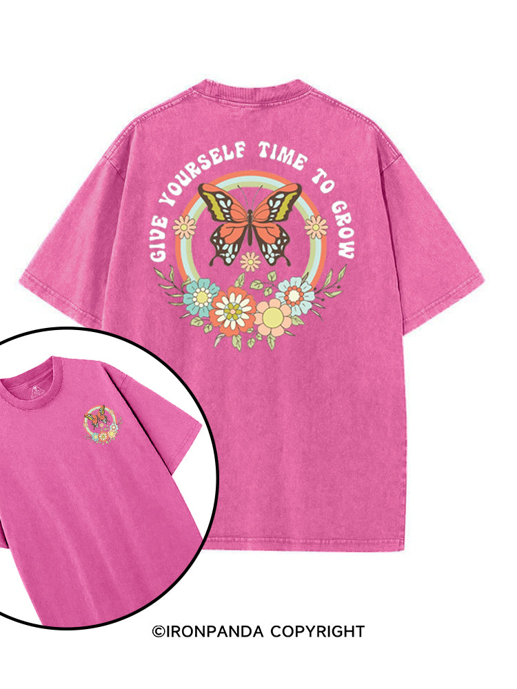 GIVE YOURSELF TIME TO GROW printed Gym Shirt