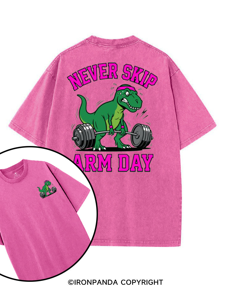 NEVER SKIP ARM DAY printed Gym Shirt