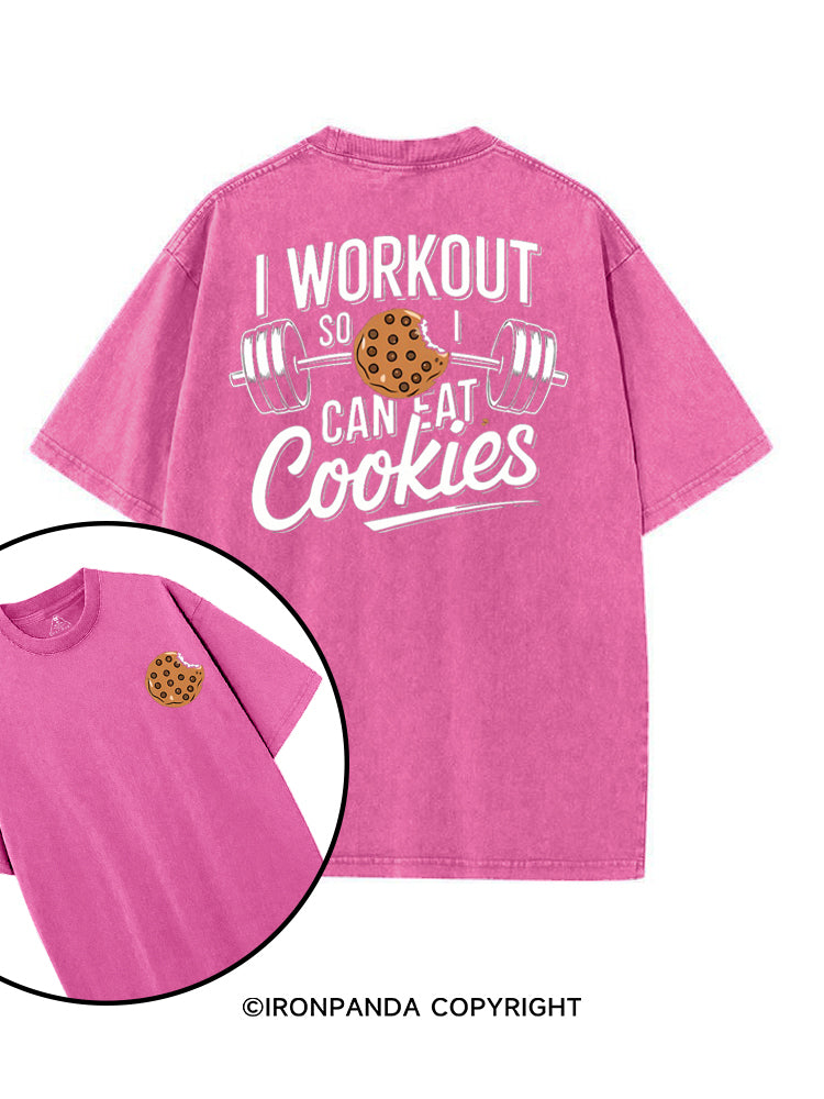 I WORKOUT SO I CAN EAT COOKIES printed Gym Shirt