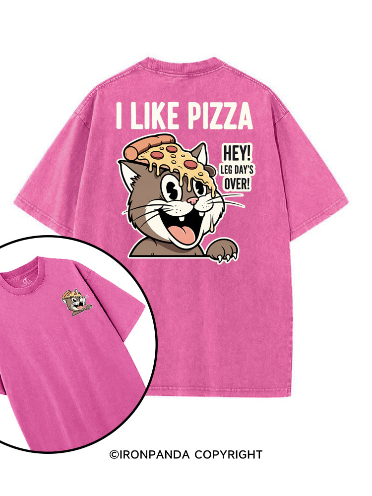I LIKE PIZZA HEY! LEG DAY'S OVER! printed Gym Shirt
