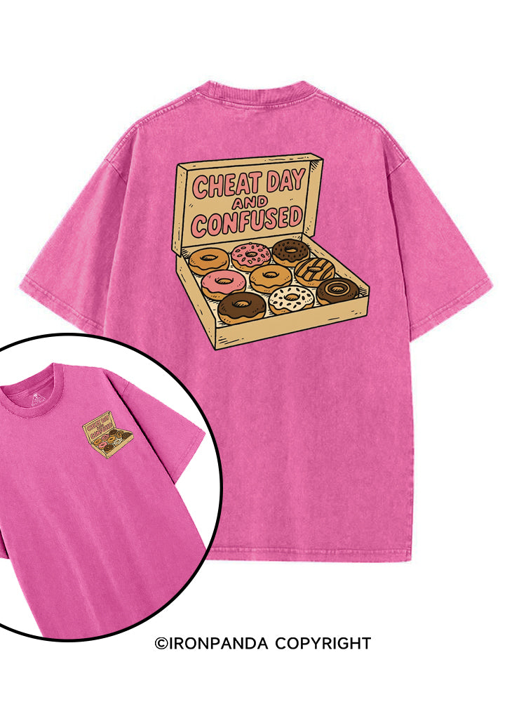 CHEAT DAY AND CONFUSED printed Gym Shirt