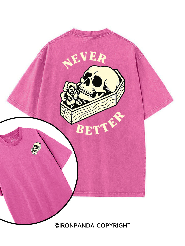 NEVER BETTER GYM SKELETON printed Gym Shirt