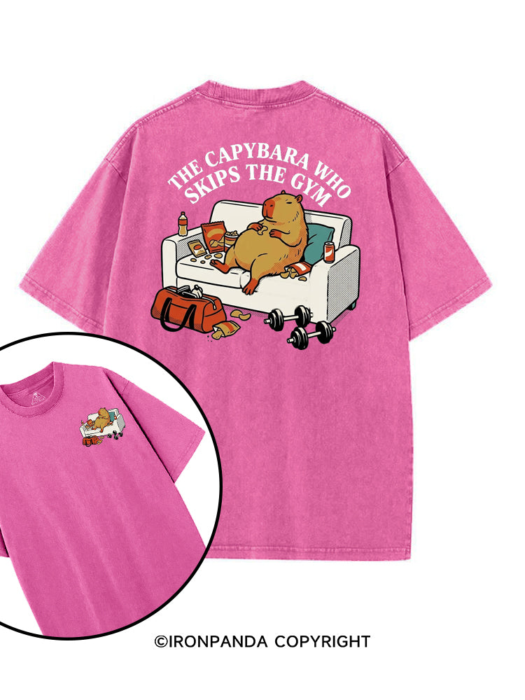 THE CAPYBARA WHO SKIPS THE GYM printed Gym Shirt