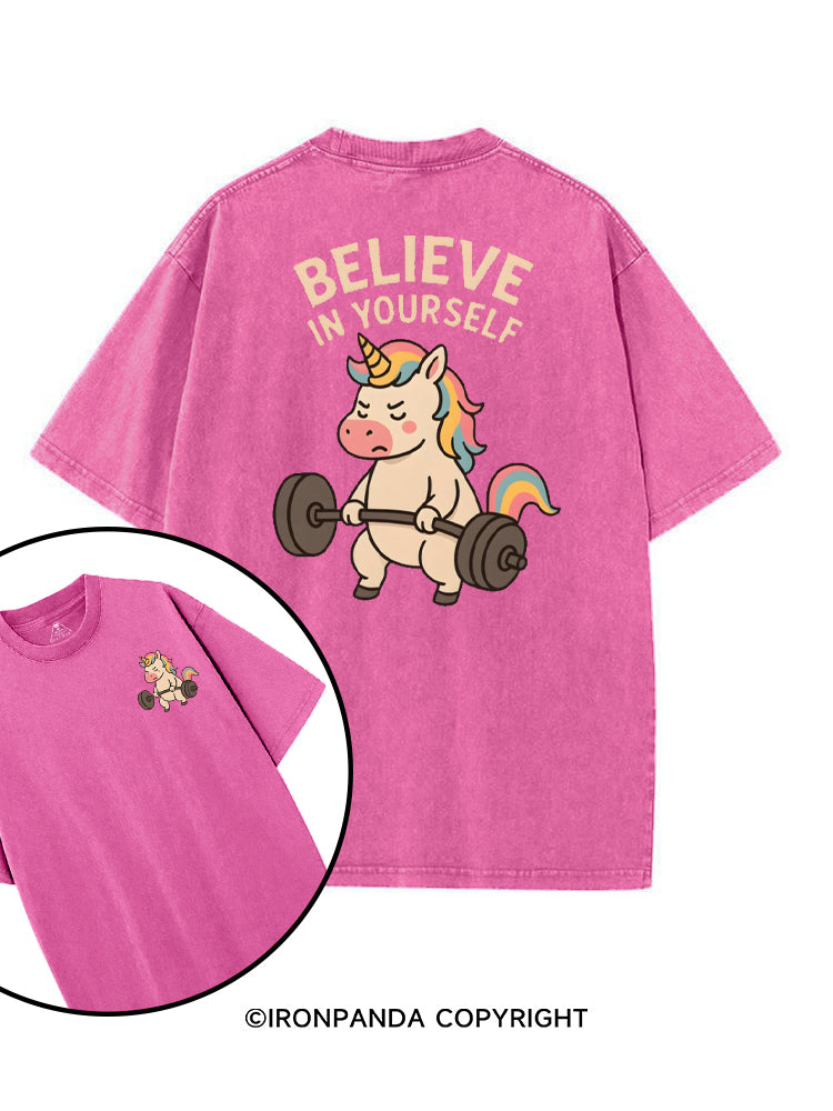 BELIEVE IN YOURSELF printed Gym Shirt