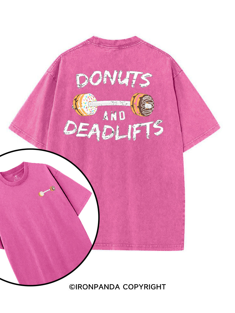 DONUTS AND DEADLIFTS printed Gym Shirt