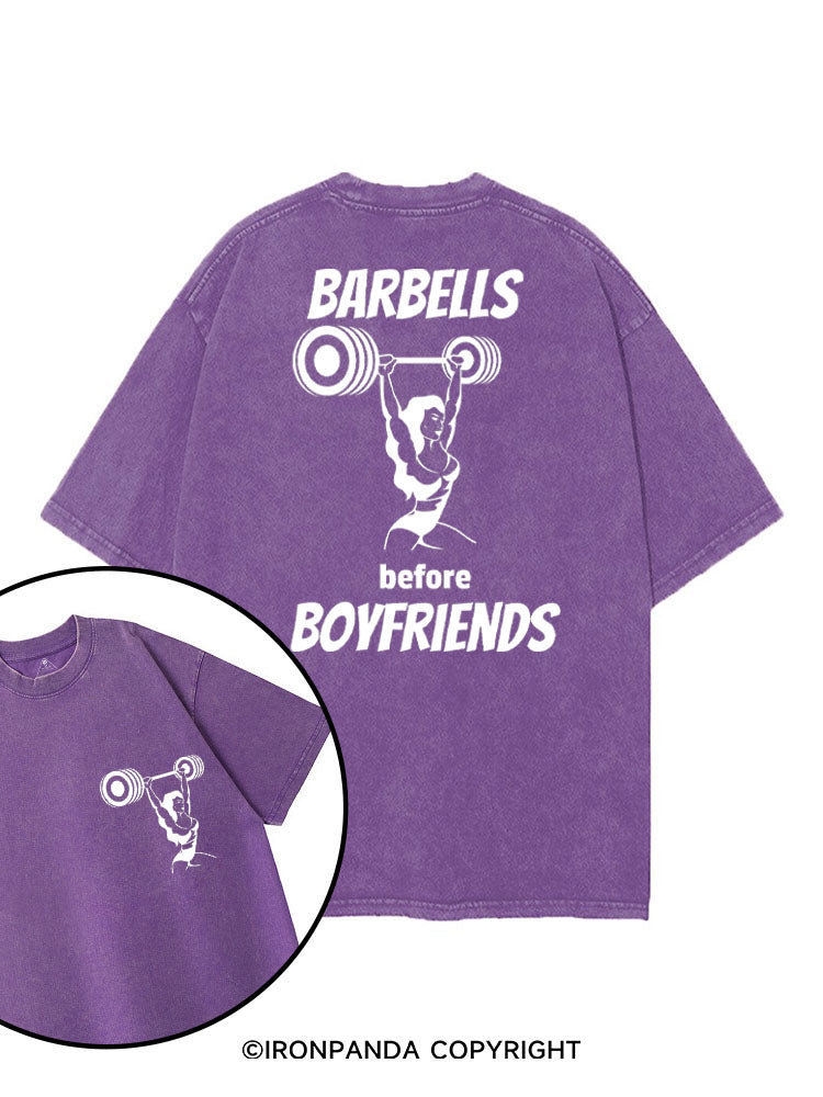 BARBELLS BEFORE BOYFRIENDS printed Gym Shirt