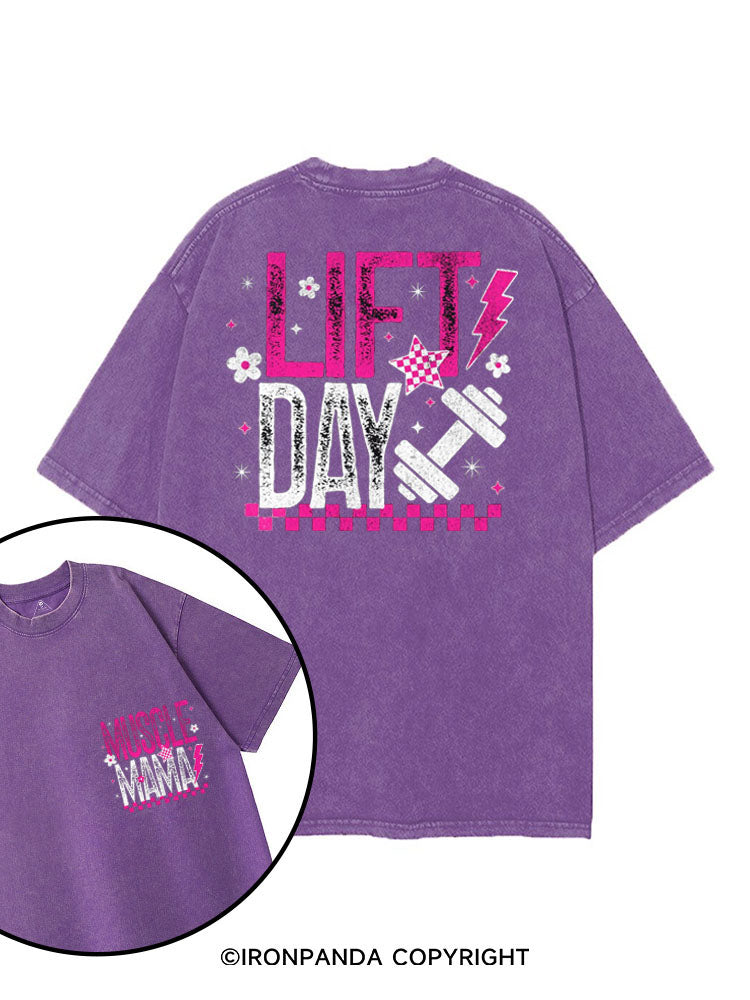 LIFT DAY MUSCLE MAMA printed Gym Shirt