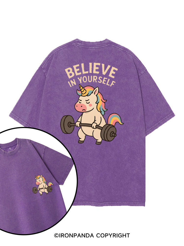 BELIEVE IN YOURSELF printed Gym Shirt