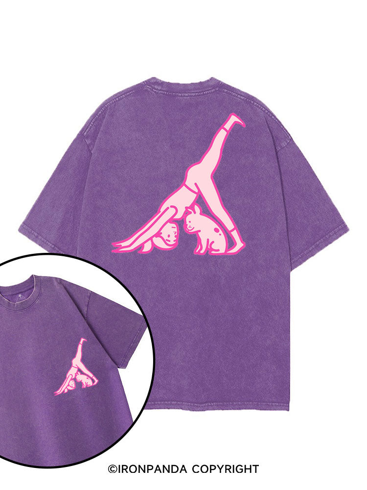 YOGA WITH MY DOG printed Gym Shirt