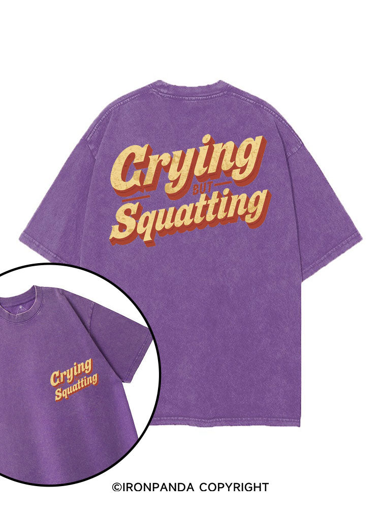 CRYING BUT SQUATTING printed Gym Shirt
