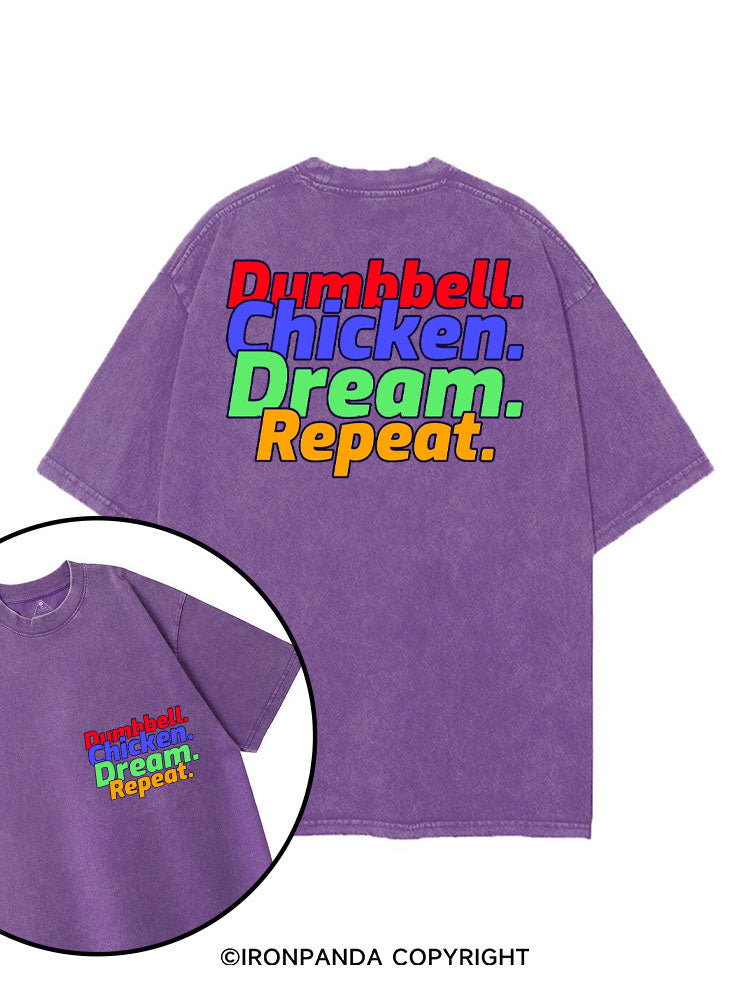 DUMBBELL CHICKEN DREAM REPEAT printed Gym Shirt