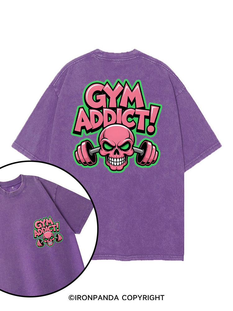 GYM ADDICT! SKULL printed Gym Shirt