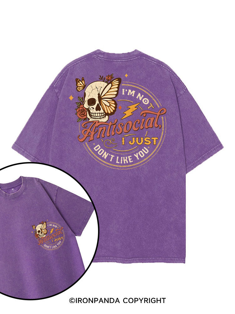 I'M NOT ANTISOCIAL I JUST DON'T LIKE YOU SKELETON printed Gym Shirt