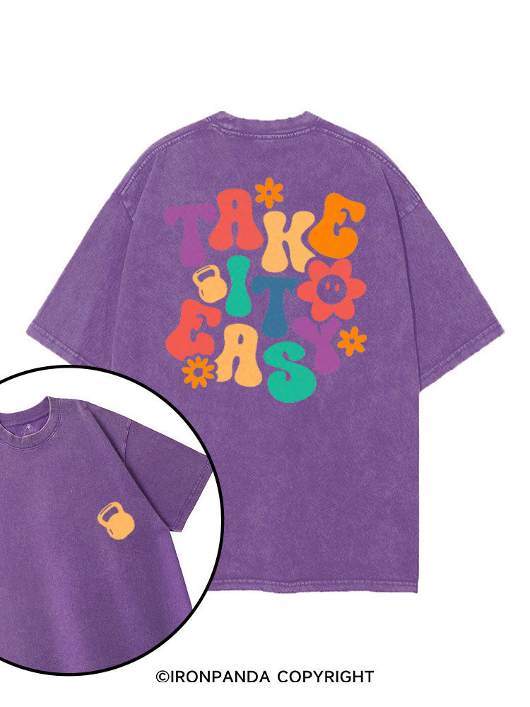 TAKE IT EASY printed Gym Shirt