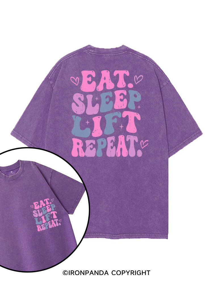 EAT SLEEP LIFT REPEAT printed Gym Shirt