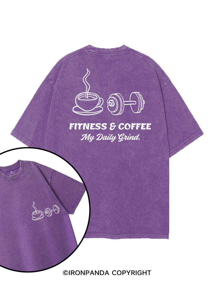 FITNESS & COFFEE MY DAILY GRIND printed Gym Shirt