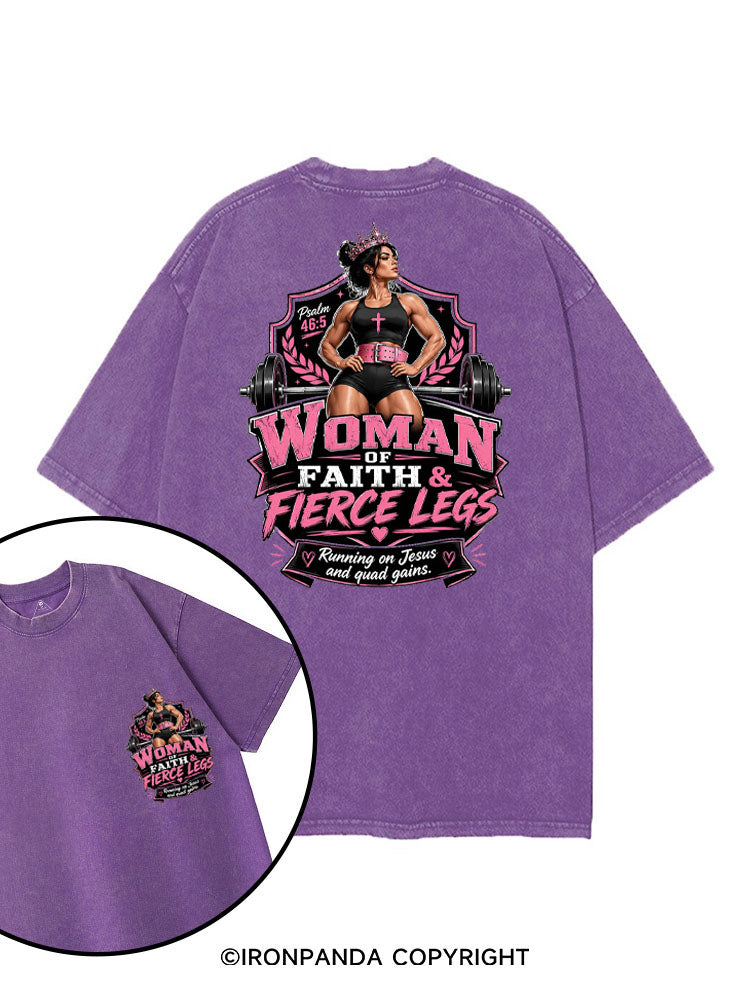 WOMAN OF FAITH & FIERCE LEGS printed Gym Shirt