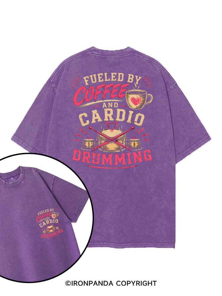 FUELED BY COFFEE AND  CARDIO DRUMMING printed Gym Shirt