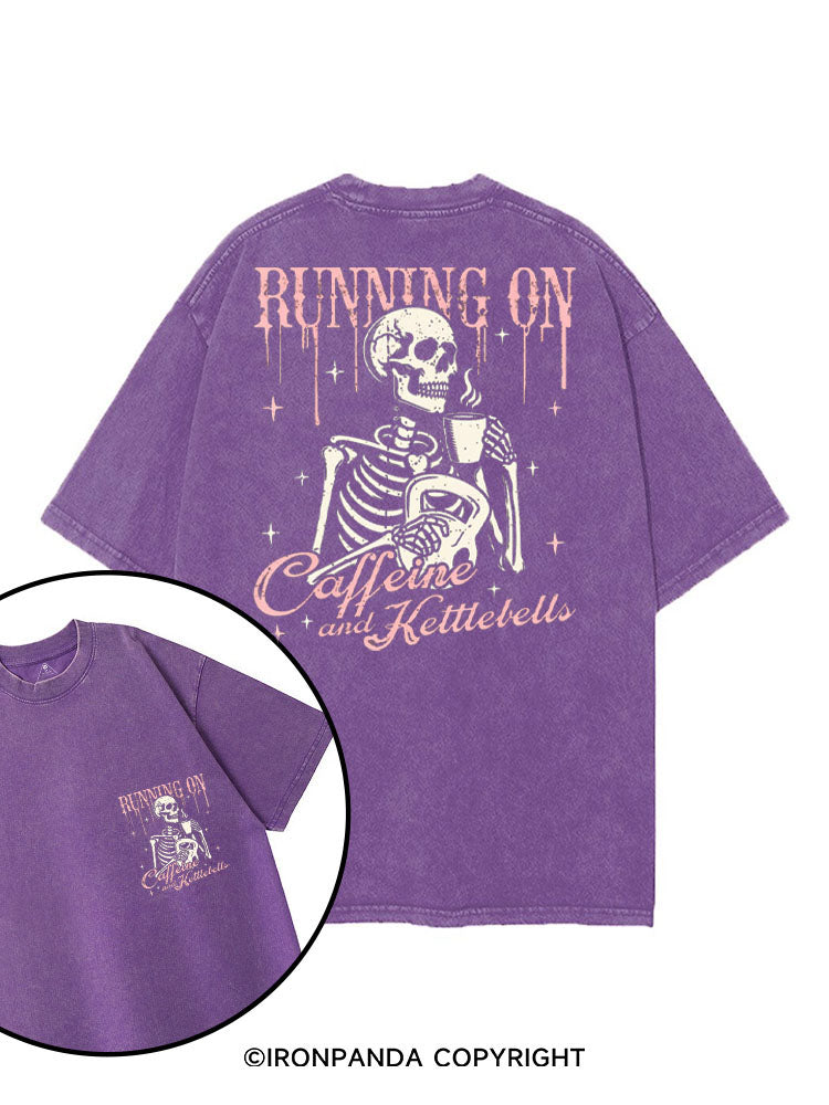 RUNNING ON CAFFEINE AND KETTLEBELLS printed Gym Shirt
