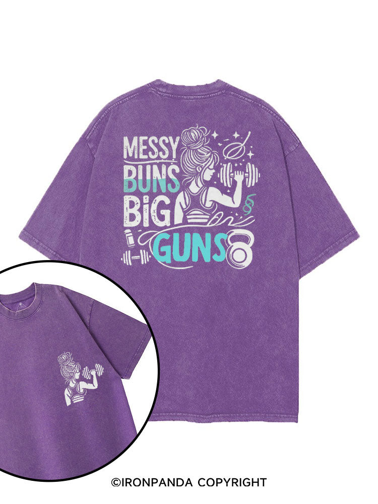 MESSY BUNS BIG GUNS GIRLIE printed Gym Shirt