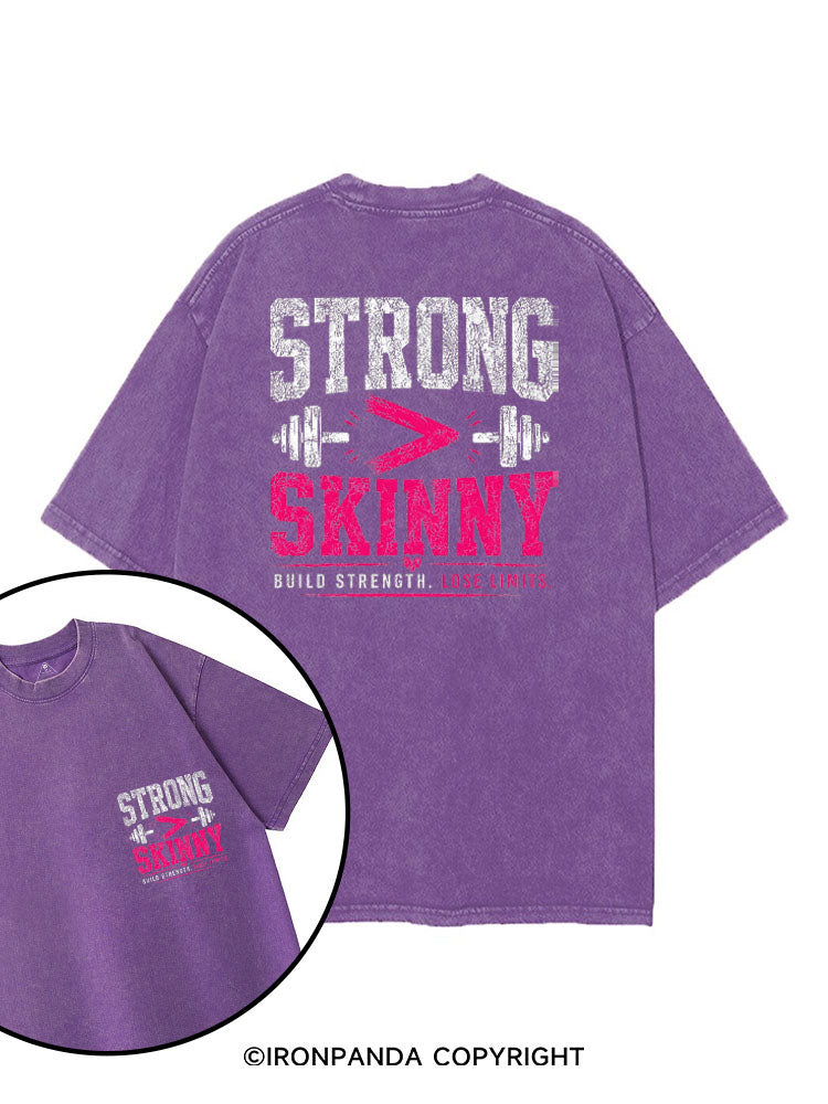STRONG > SKINNY BUILD STRENGTH LOSE LIMITS printed Gym Shirt