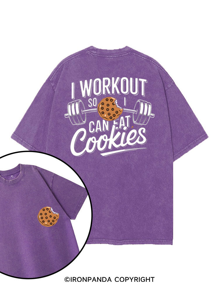 I WORKOUT SO I CAN EAT COOKIES printed Gym Shirt