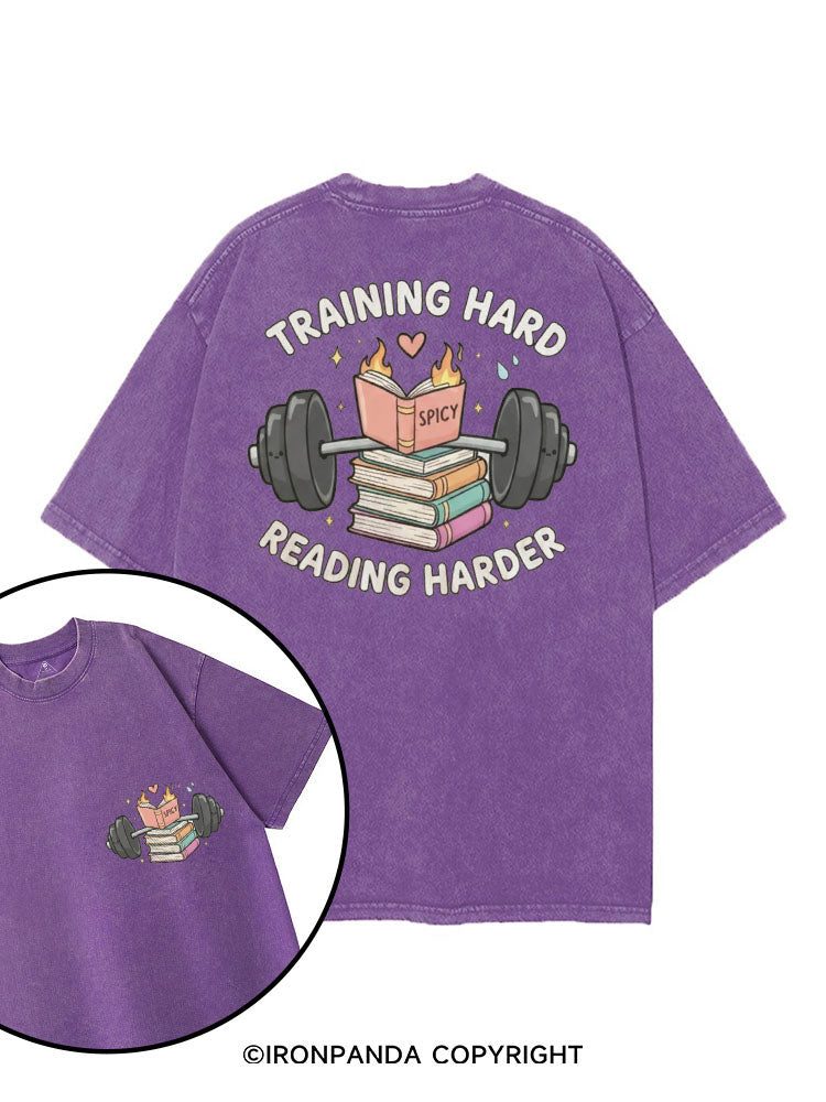 TRAINING HARD READING HARDER printed Gym Shirt