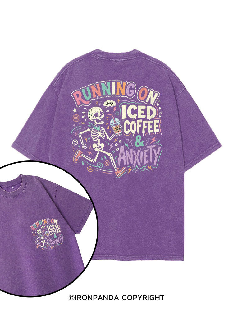 RUNNING ON ICED COFFEE & ANXIETY printed Gym Shirt