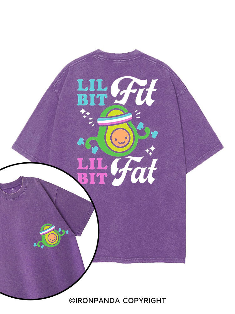 LIL BIT FIT LIL BIT FAT printed Gym Shirt